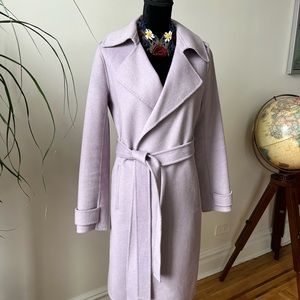 Badley Mischka Purple Chlo Wool Blend Double Face Wrap Coat.